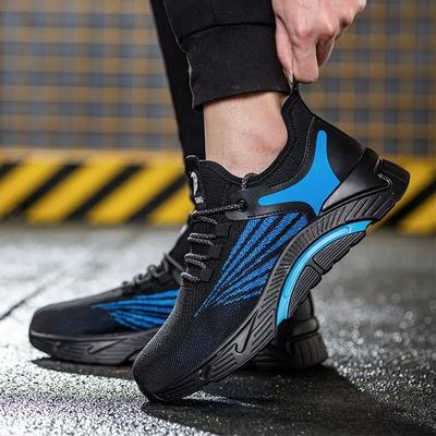 Neue Herren-Sicherheitsschuhe Atmungsaktive Stahlkappenschuhe Durchtrittsicher Anti-Quetsch-Sneakers Schutzstiefel Leichte Arbeitsschuhe für Herren