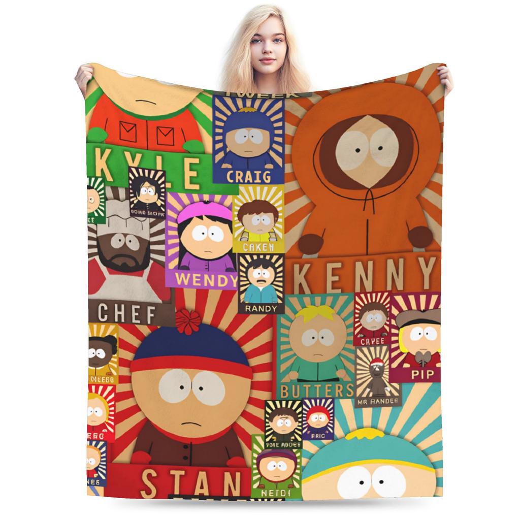 Soft Warm Blanket Southes Cartoon Parks Boy Girl Plush Throw Blanket Street Trend Couch Bed Flannel Bedspread Sofa Bed Cover