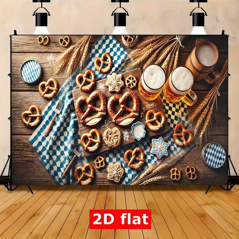 Bayerische Blau-Weiß karierte Oktoberfest-Wandbehang, Bierparty-Hintergrund