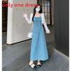 Denim Dress For Women With French Bow Tie Detail Long Sleeveless Summer Casual
