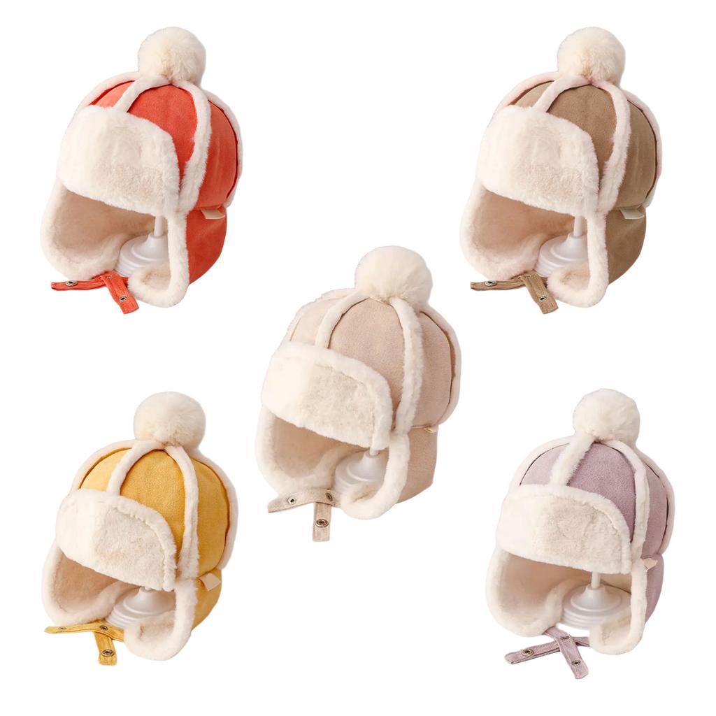 Ear Flap Ushanka Hat for Little Girl Boy Ear Protective Trapper Hat Windproof Winter Warm Hat for Kids Outdoor Activity