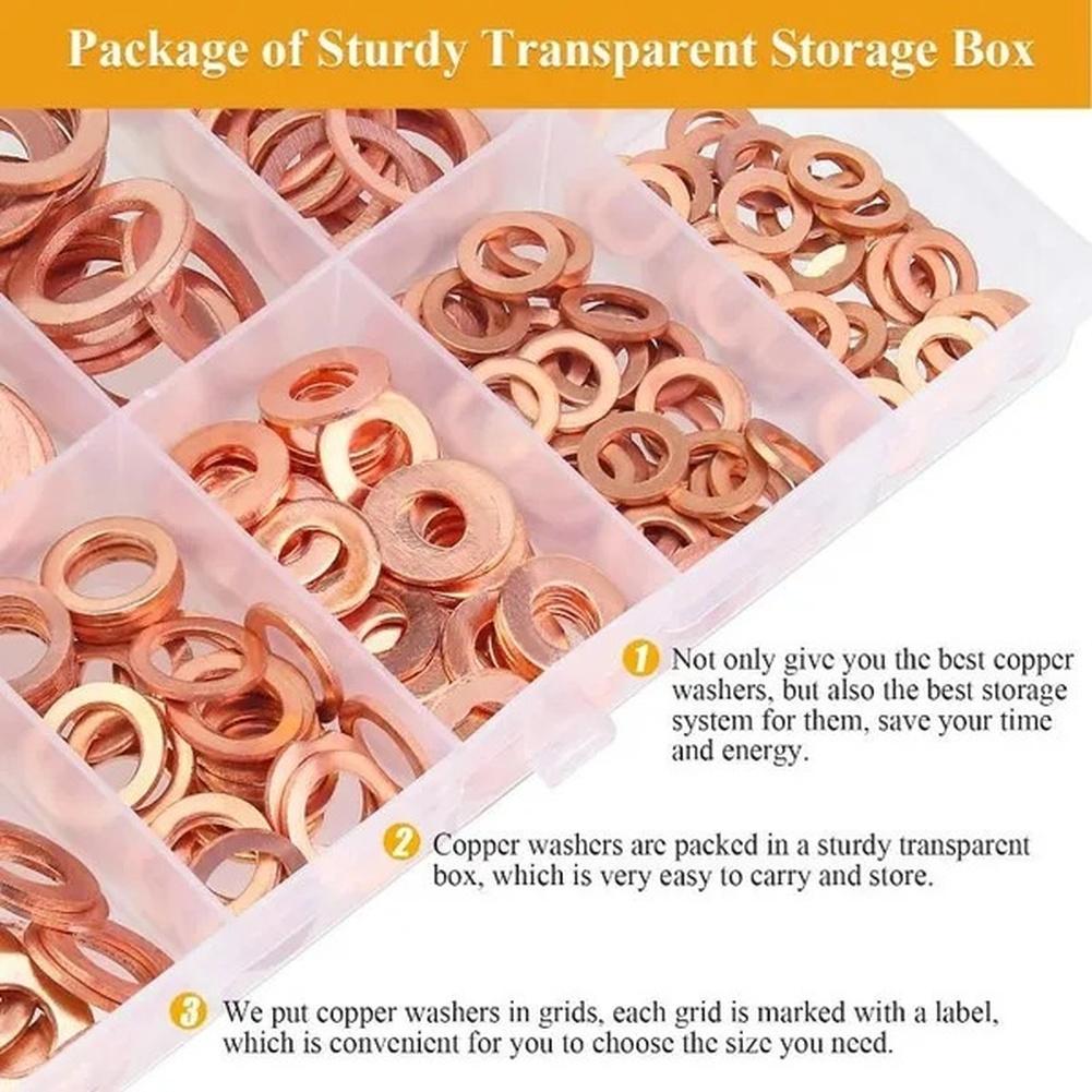 Copper Sealing Washer Set 118pcs DIN111 M1 for m6 M8 for m11 Flat Washers for Reliable Fastening in Harsh Environments