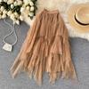 Irregular High Waist A-Line Mesh Skirt Spring And Summer Korean Cake Skirt Fluffy Skirt Fashion
