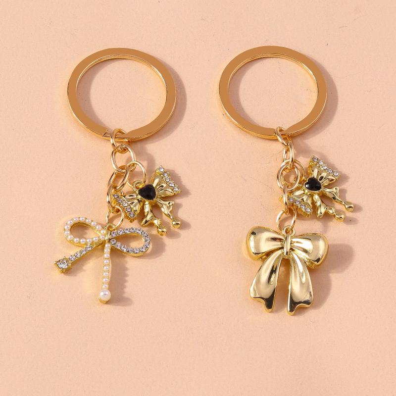 Chic Crystal Bow Bowknot Keychain Women Girls Key Ring Pendants for Car Key Holder Handbag Accessories DIY Jewelry Gifts