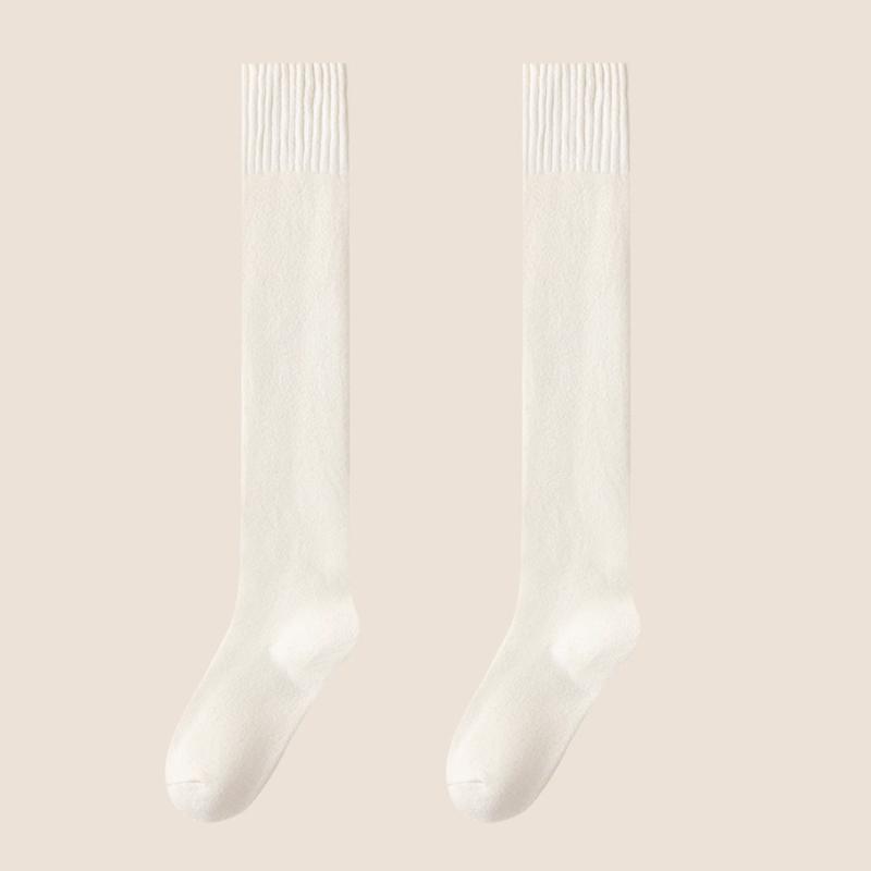 Winter Warm Over-knee High Socks Women Plush Home Sleep Floor Long Socking Jk Solid Soft Thigh Stocking Fluffy Socks 1/2 Pairs