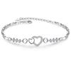 925 Silver Plated Heart Bracelet for Women with Zircon Love Diamond Jewelry Gift Romantic Matching Couple