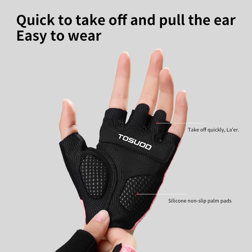 TOSUOD Cycling Gloves Road & Mountain Bike Gloves Summer Non-Slip Breathable Half-Finger Gloves Unisex less