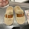 Thick-soled Fluffy Slippers Women's Slippers Outer Wear 2025 New Autumn and Winter Super Fire Bag Head Half Slippers Cotton Slippers