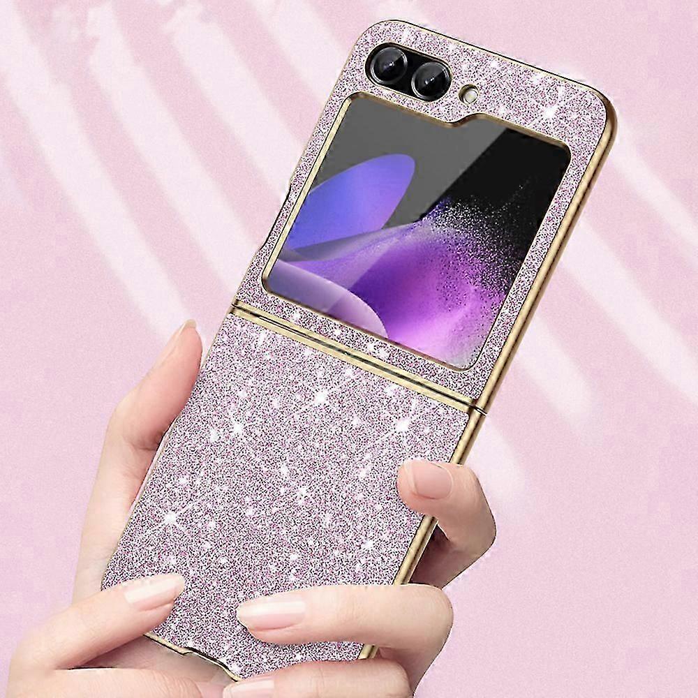 For Samsung Galaxy Z Flip7 FE 5G/ Z Flip6 5G/ Z Flip5 5G Case Leather+PC Phone Cover Sparkle Glitter
