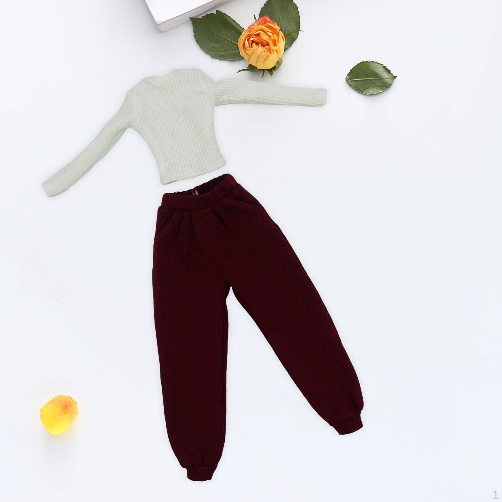 

1/6 Женская фигурка, комплект одежды, свитер с длинными рукавами и штаны для кукол 12 Red and White