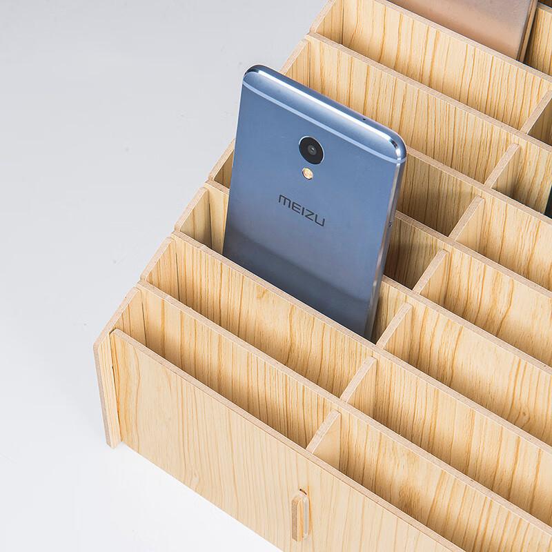 Jinlongxing Wooden Desktop Multi-Compartment Phone Storage Box for Office Meetings, Classrooms, And Schools, 36 Slots