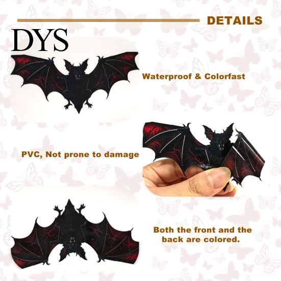 Double-layer Bat Wall Decals Halloween Decals, Self Adhesive Room Stickers, Double Layer Spooky Realistic Ornaments PVC Art for Mysterious Party