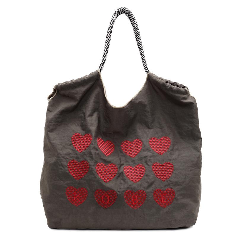 Bags Bags Women's 2025 New Japanese Cartoon Embroidery Thread Love Shoulder Bag Large Capacity Casual Versatile Commuter Bag