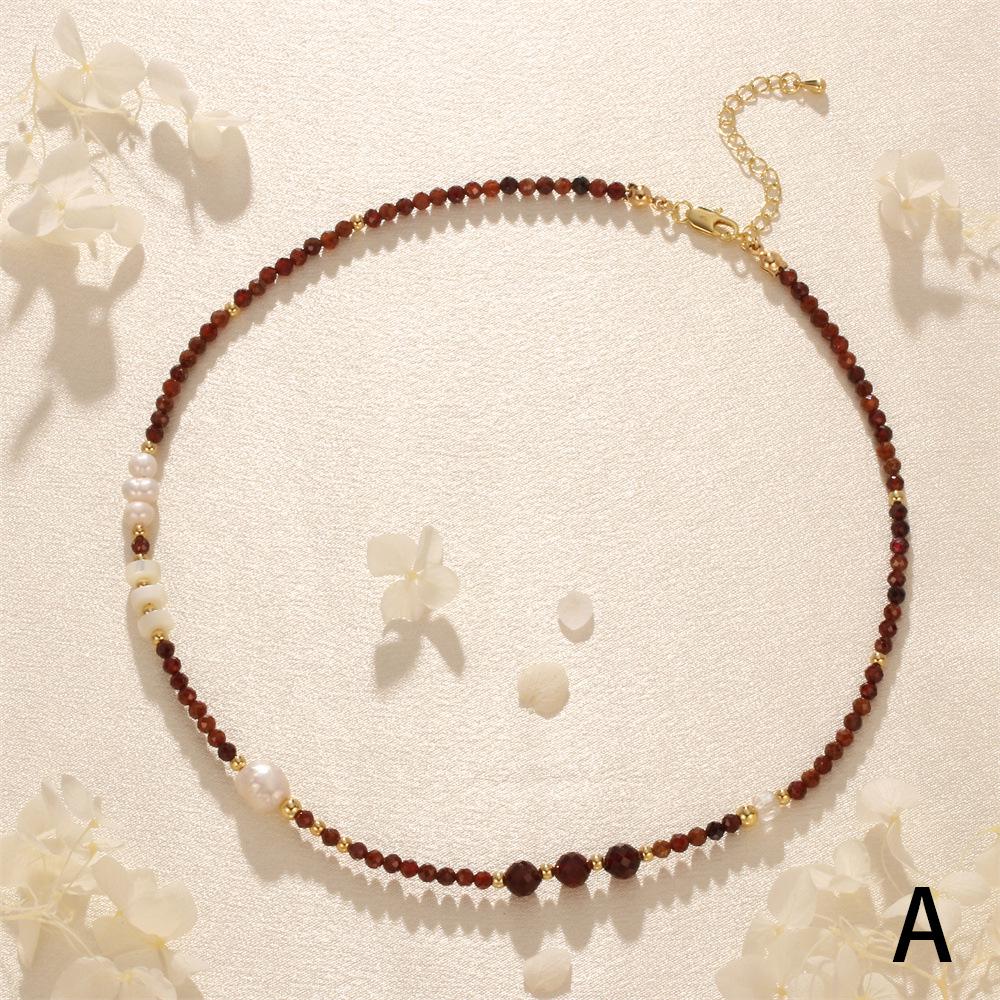 Handcrafted French Design Agate and Freshwater Pearl Necklace