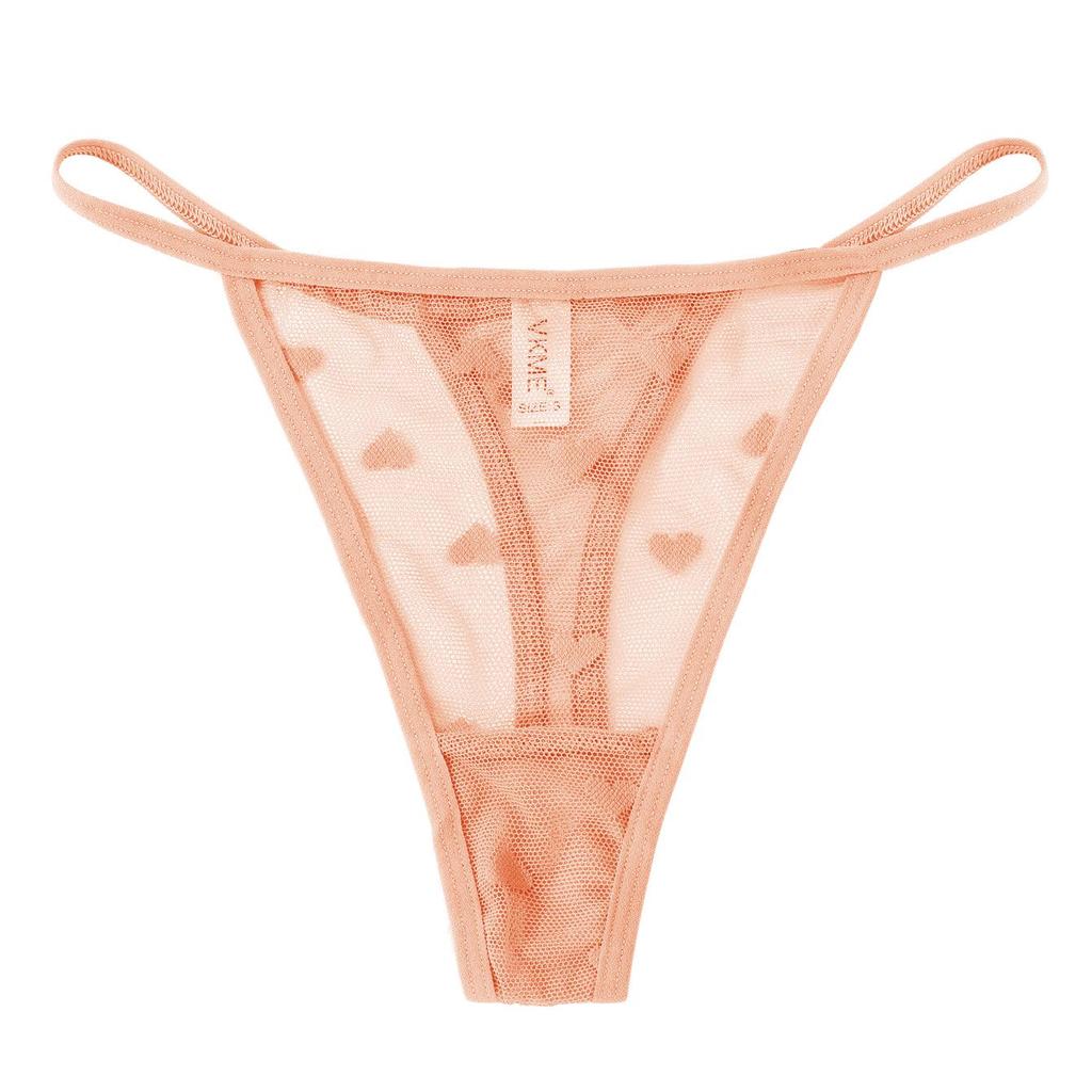 Luxury Transparent Lace Heart Low-Waist Thong - Sexy Japanese-Style T-Back for Women
