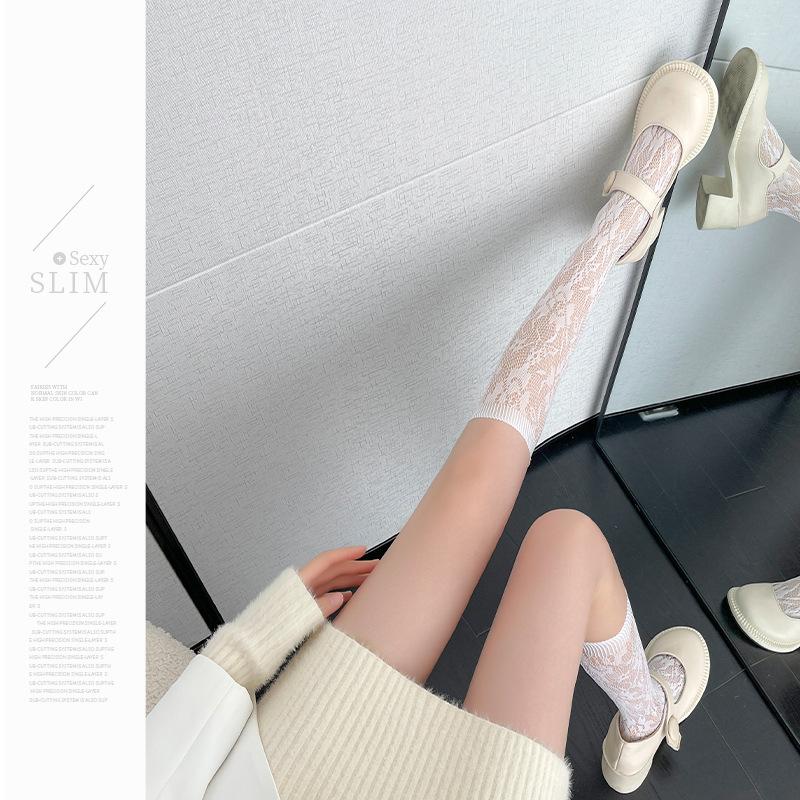 White Lace Calf Socks Stockings Female Summer Lolita Lolita Pile Socks Jk Mid Stockings