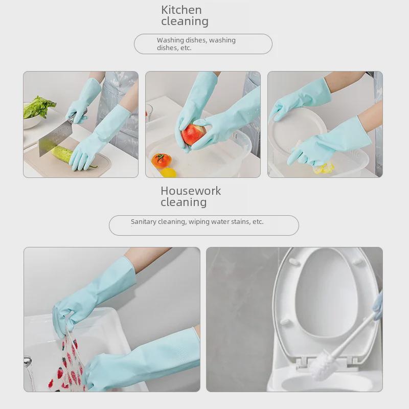 Miaojie Durable Waterproof Rubber Gloves for Dishwashing, Laundry, and Housework