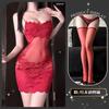 Sex underwear sexy temptation perspective mesh embroidery lace splicing suspender skirt women's nightdress