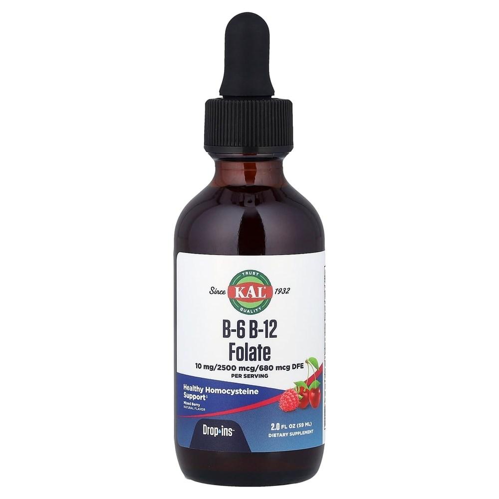 KAL B-6 B-12 Folic Acid Natural Mixed Berry Flavor 59ml 2 Fl Oz 59ml 1 Pcs