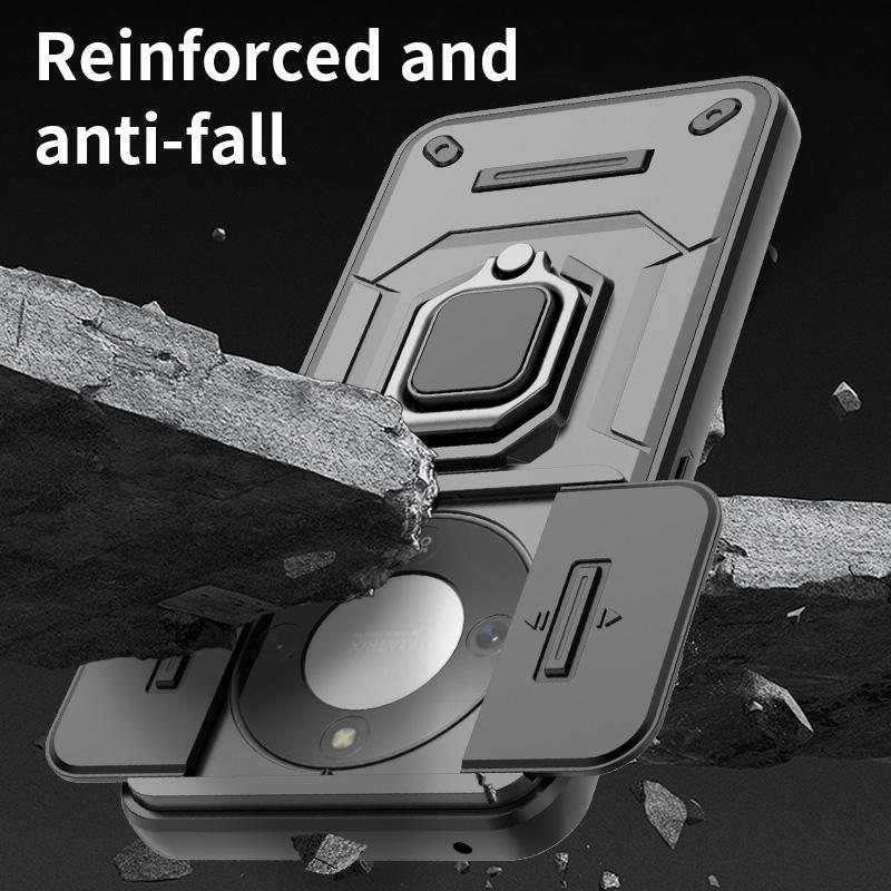 Armor Hard PC Funda For Huawei Honor X70 5G Slide Lens Camera Protection Ring Holder Back Cover Shockproof Magnet Coque Capa