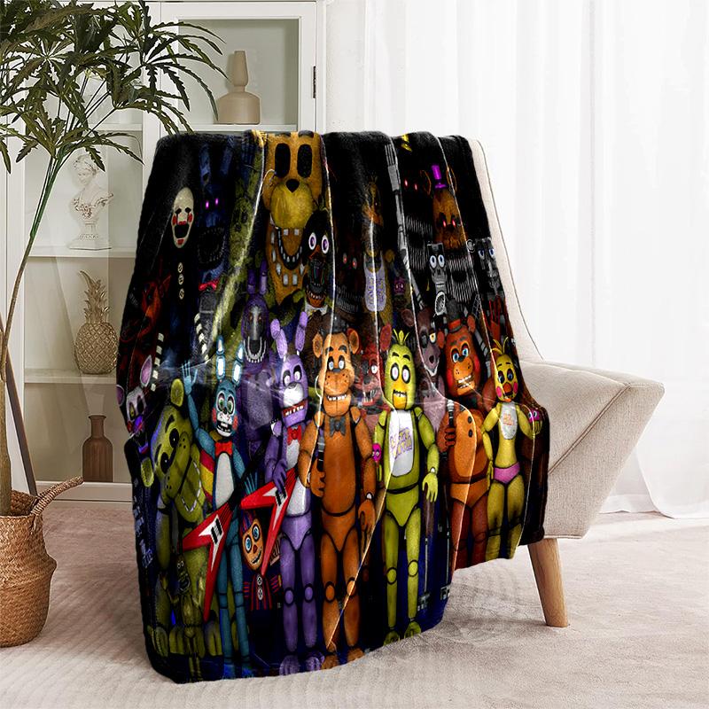 Cartoon Five Nights at Freddys printed throw blanket—lightweight,soft,warm;versatile blanket all seasons—perfect air-conditioning throw,nap blanket