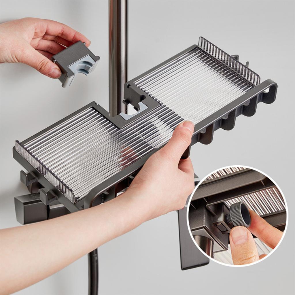 Practical Space Saving Shower Rod Organizers Without Tool Required Bath Accessory for 19 25mm Diameter Track ABS