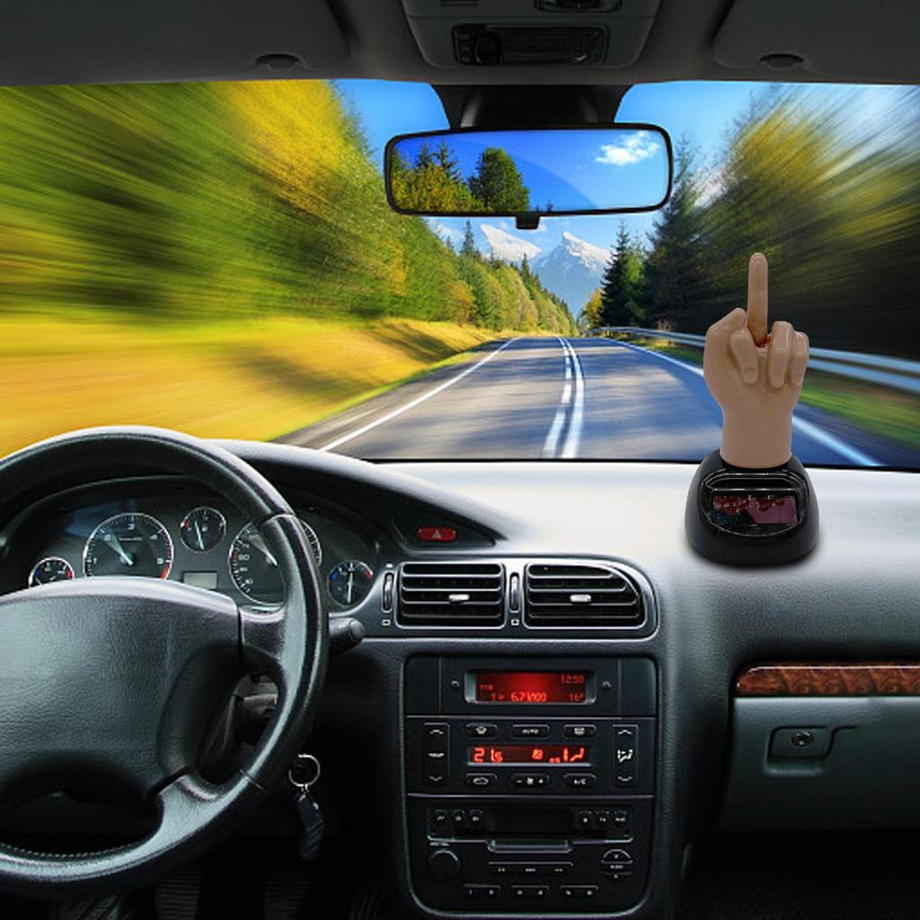 new Car Solar Ornament Funny Dashboard Middle Finger Shape Ornament Gift Creative Interior Car Supplies Car Doll Ornament