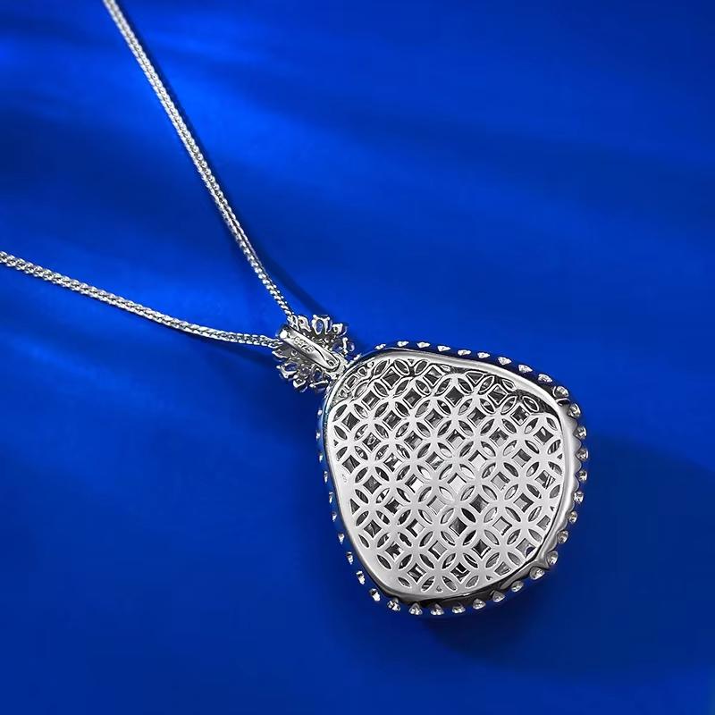 New S925 Silver Inlaid Natural Water Foam Jade Buddha Pendant High Ice White Marrow Necklace Jewelry for Women