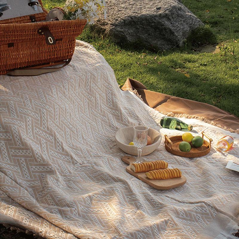 

Водонепроницаемое одеяло для пикника и пляжа на открытом воздухе - белое 90x150cm абрикосовый