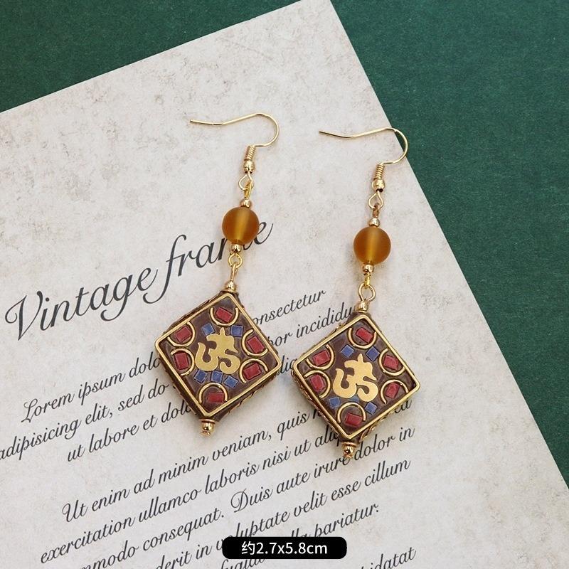 Retro niche design Nepalese exotic Tibetan earrings femininity simple personality handmade earrings