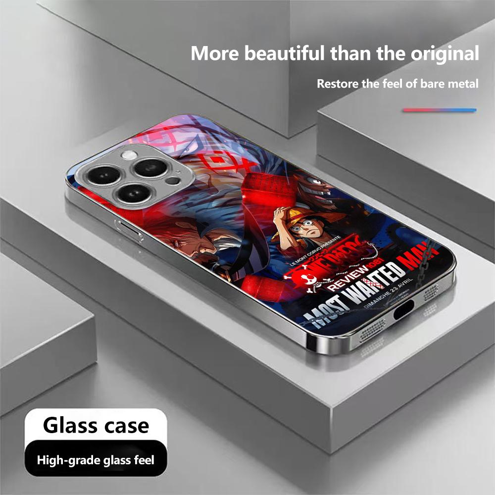 

Чехол для телефона N129 Anime One Piece Gear 5 Luffy для iPhone 16 15 13 Pro Max Samsung S24 S23 A54 A35 Xiaomi Redmi Note13 с позолоченной рамкой и закаленным стеклом Infinix Smart 9