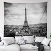 Black And White Eiffel Tower Tapestry Paris European City Landscape France Decor Hangings Tapestry Large Tapestry For Bedroom