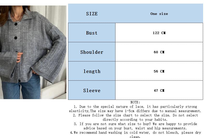 2026 Fall Winter Collar Short Knit Cardigan Women Loose Solid Color Sweater Coat Elegant Top
