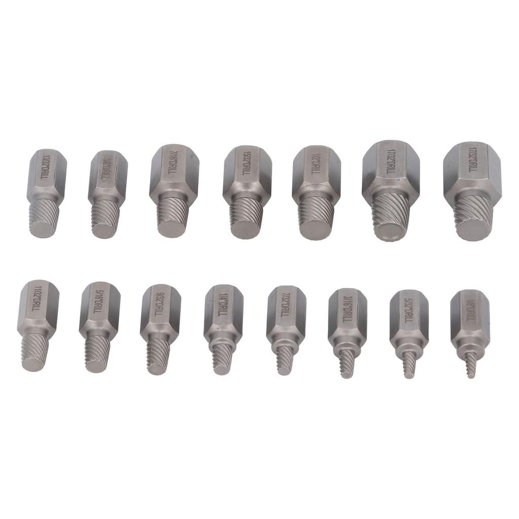 15Pcs Screw Extractor Set Hex Head Easy Out Cr Mo Damaged Broken Bolt Remover Tool Kit
