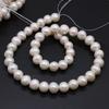 1String, White Near Round Pearl 9-10mm, Fashion Women Natural Freshwater Pearl Beads for Jewelry Making DIY Crafts, Luxury Bulk Gifts 36cm