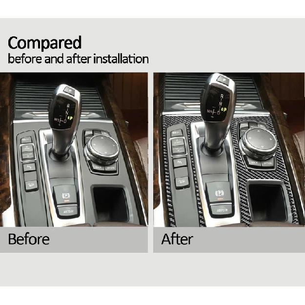 For BMW X5 X6 F15 F16 2015 2016-2018 LHD Real Carbon Fiber Center Gear Shift Panel Cover Frame Cover Stickers Car Accessories