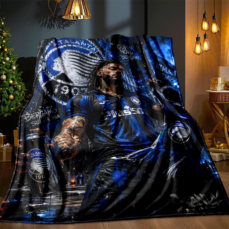 Coperta da Calcio Atalanta Leggera Ideale per il Letto Perfetta per Viaggi, Campeggio, Soggiorni, Uffici, Divani, Regalo di Natale per tifosi
