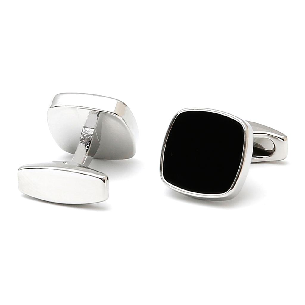 Men's cufflinks, classic simplicity inlaid with black square shirt buttons, cross-border jewelry 1 pair of spot wholesale delivery