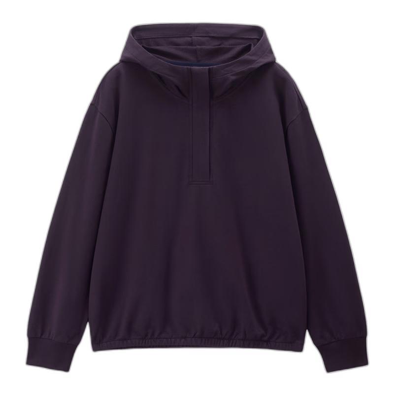Giordano Women's Cotton Half-Zip Hooded Sweatshirt