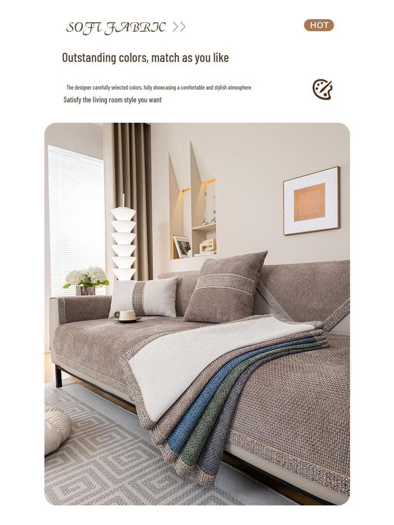 Luxury Modern Chenille Sofa Cushion - High-End, All-Season, Non-Slip, Fully Wrapped, Minimalist Design.