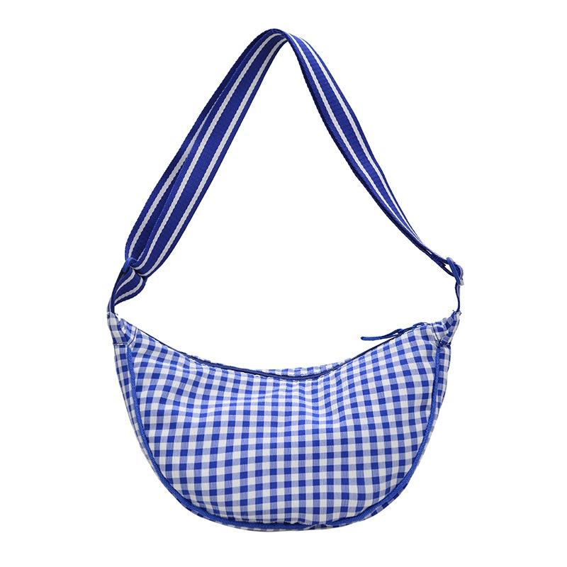 New Nylon Dumpling Bag Shoulder Messenger Women's Bag Fashion Plaid Bag Large Capacity Fresh Simple Commuter Bag