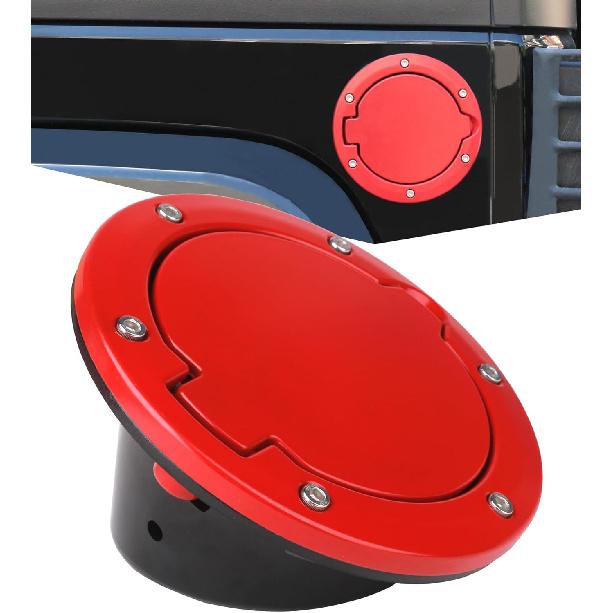 Black Gas Cap Cover Fuel Filler Door Cover Compatible with 2007-2017 Wrangler JK JKU 2/4-DOOR(NOT FOR 2018+ JL MODELS)