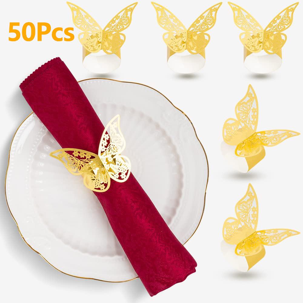 100/50Pcs Premium Napkin Rings Laser Cut Foil Paper Napkin Holder For Wedding Party Dinner Table Decor Catering Services
