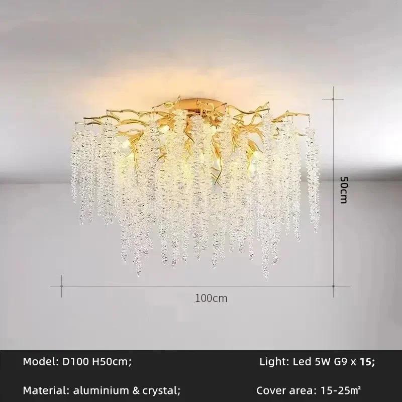 Nordic Luxury Branch Gloss Crystal Chandelier Modern Dining Table hotel Pendant Indoor Home Lighting Decorative Ceiling Light