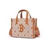 New MLB Synthetic Leather Tote Bag Shopping Bag Handbag Crossbody Bag Shoulder Bag Small Size Women's Brown 3AORS013N-43BRS