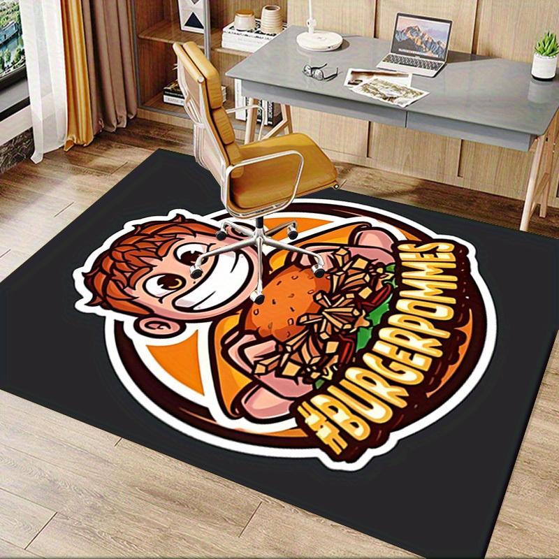 Burger, Pommies, Happy Office Carpet Soft Polyester Entrance Carpet Washable Non slip Machine Washab