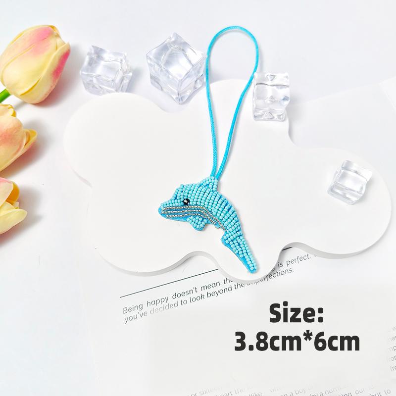 3D Ocean Theme Patches Handmade Rhinestone Beaded Patches with Hanging Rope Crystal Bag Lanyard Patch Beading Applique