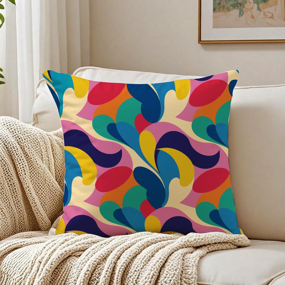 HOT Abstract Colorful Pattern Cushion Cover Linen Pillowcase Soft for Sofa Bed Home Room Decor