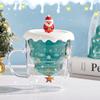 Double-layer Christmas CupCoffee Cup with Lid High Borosilicate Glass Cup High Temperature Resistant Mug Children's Holiday Gift