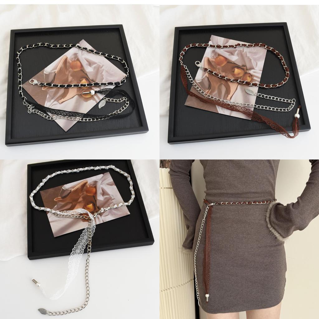 Small Fragrance Style Womens Waist Chain With Lace Chain Tassel Decor For Dresses